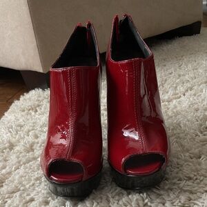 CRAB TREE red platform high heel booties open toe - size 23